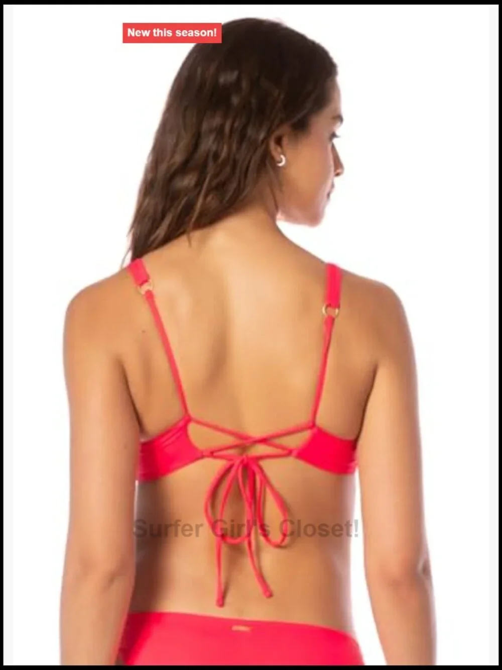 Red Maaji Victoria Top V Wire Bralette Bikini Top Moderate Coverage